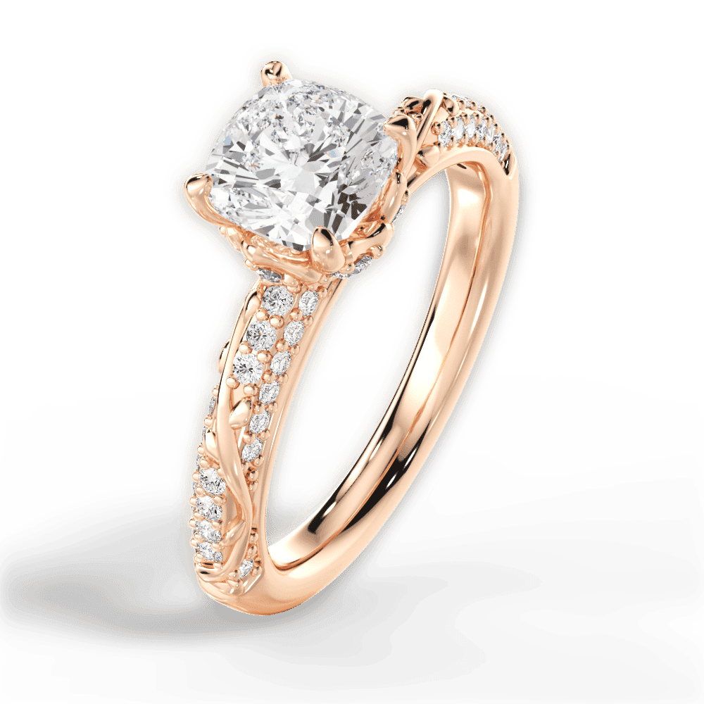 14kt Rose Gold/18kt Rose Gold/cushion/side