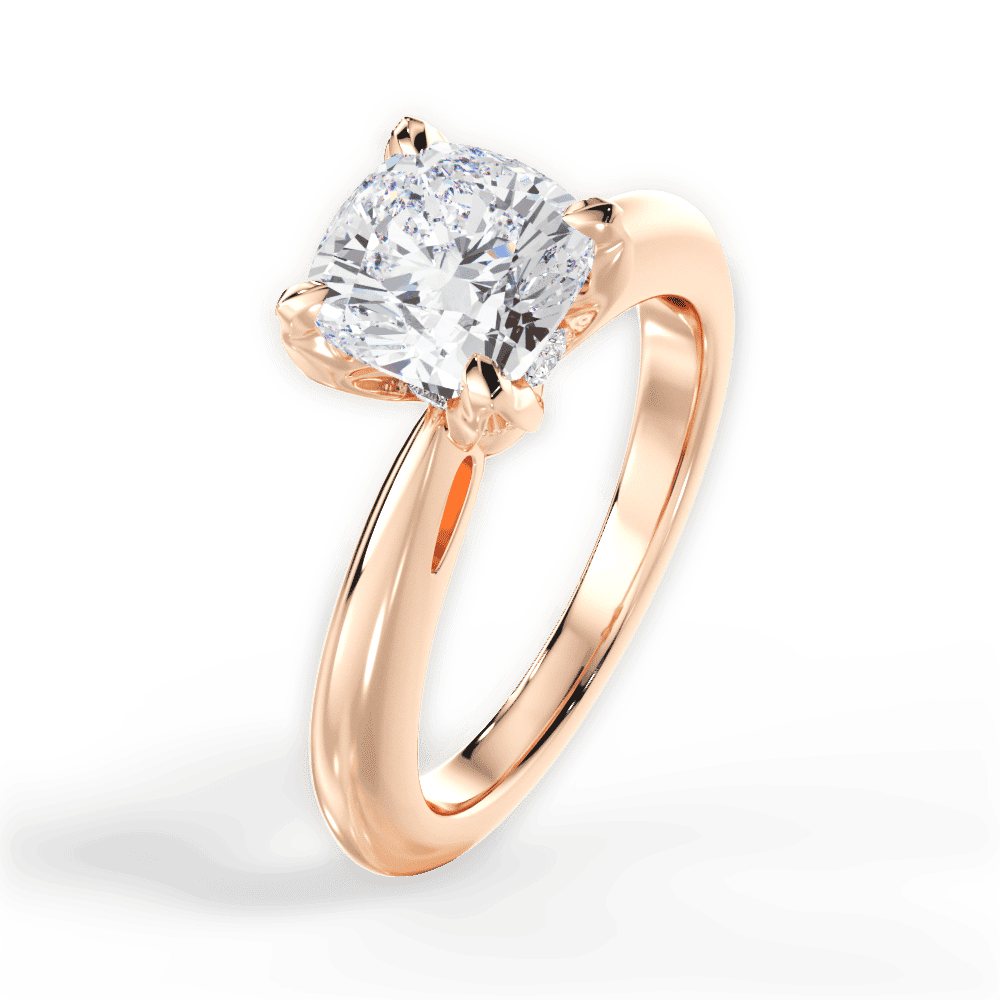 14kt Rose Gold/18kt Rose Gold/cushion/side