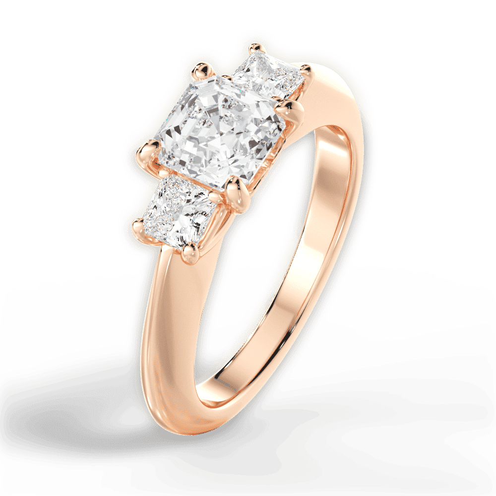 14kt Rose Gold/18kt Rose Gold/asscher/side