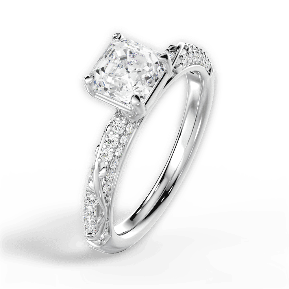 14kt White Gold/18kt White Gold/Platinum/asscher/side