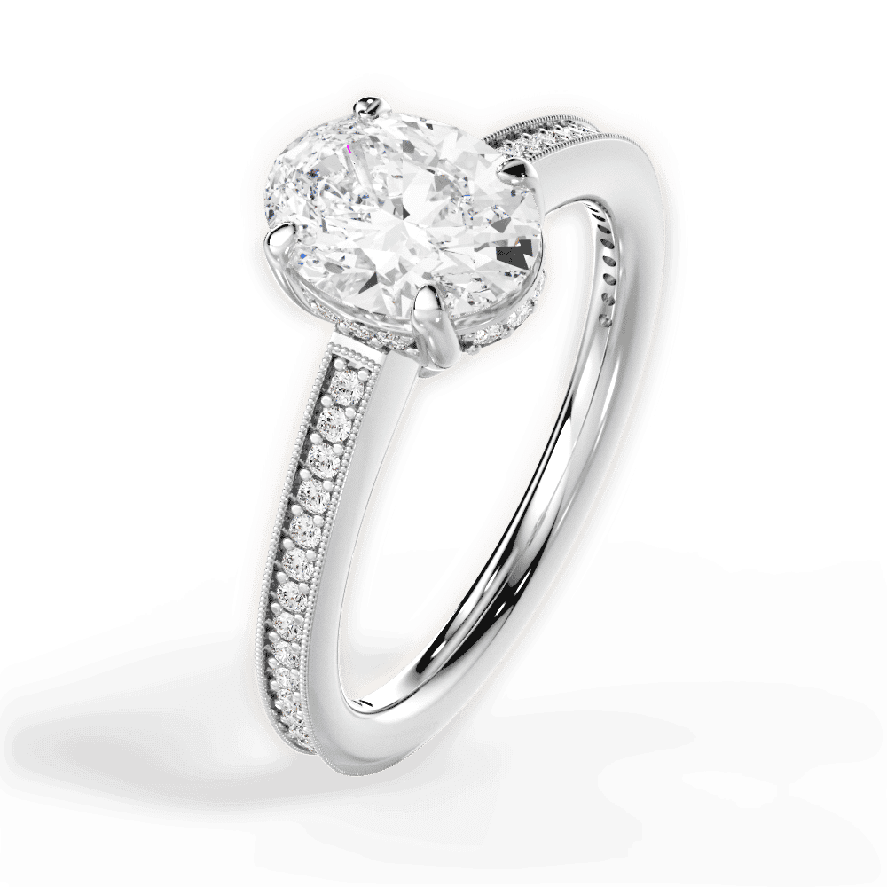 14kt White Gold/18kt White Gold/Platinum/oval/side