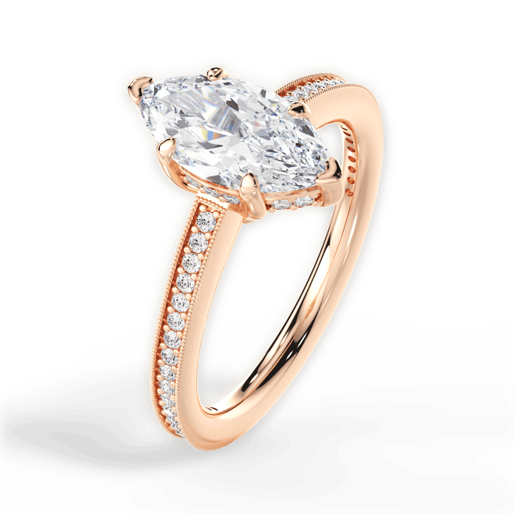 14kt Rose Gold/18kt Rose Gold/marquise/side