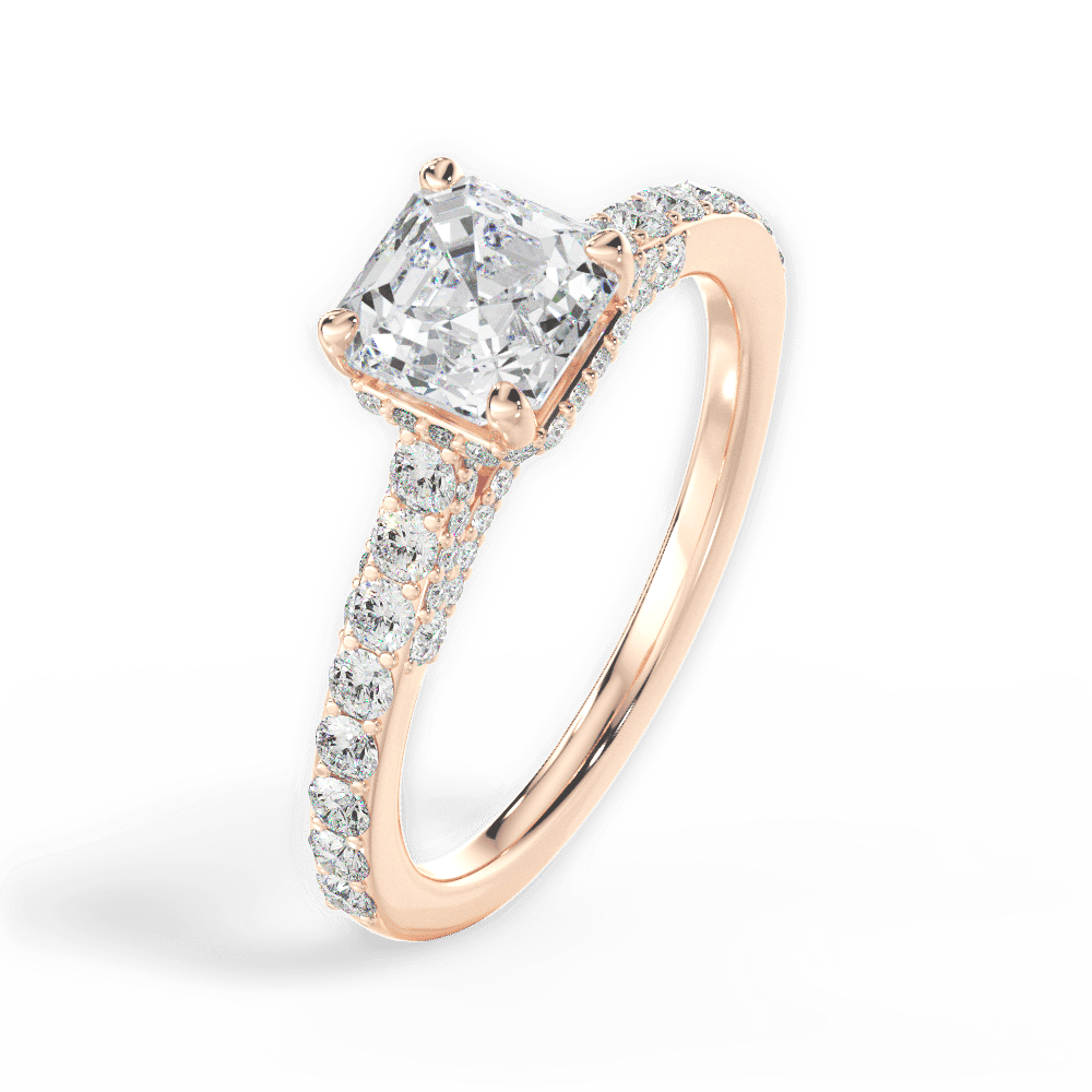 14kt Rose Gold/18kt Rose Gold/asscher/side