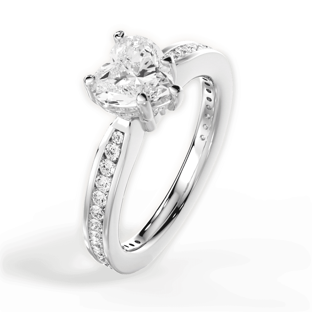 14kt White Gold/18kt White Gold/Platinum/heart/side