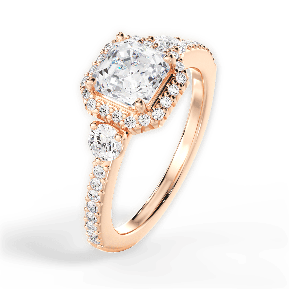 14kt Rose Gold/18kt Rose Gold/asscher/side