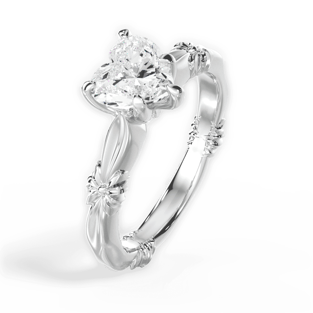 14kt White Gold/18kt White Gold/Platinum/heart/side