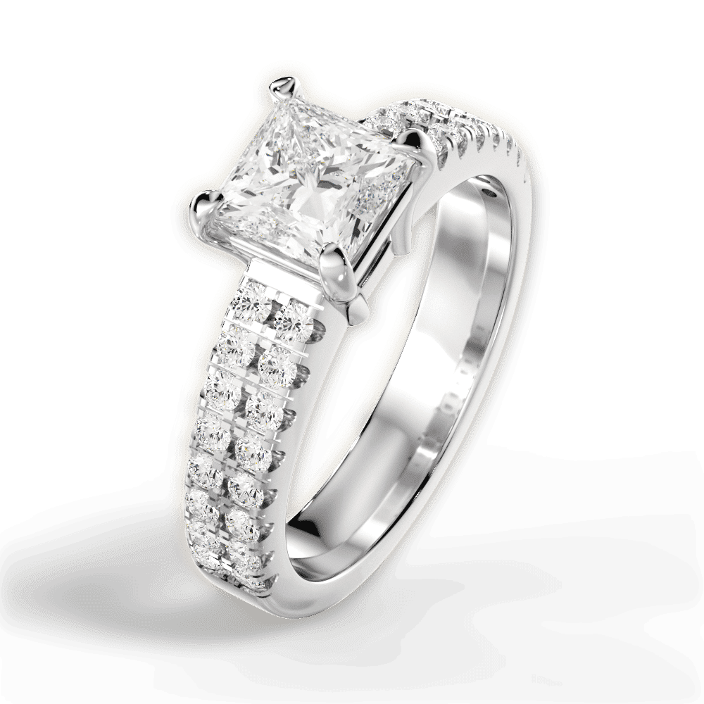 14kt White Gold/18kt White Gold/Platinum/princess/side