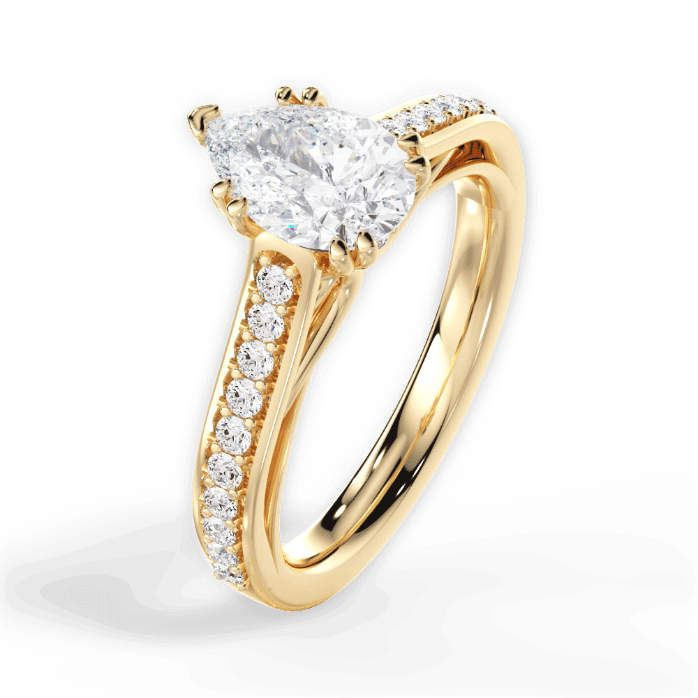 14kt Yellow Gold/18kt Yellow Gold/pear/side