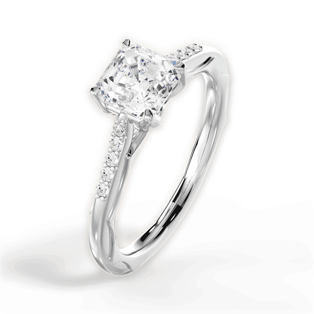 14kt White Gold/18kt White Gold/Platinum/asscher/side