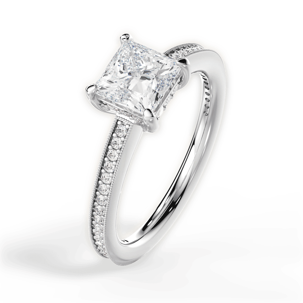 14kt White Gold/18kt White Gold/Platinum/princess/side