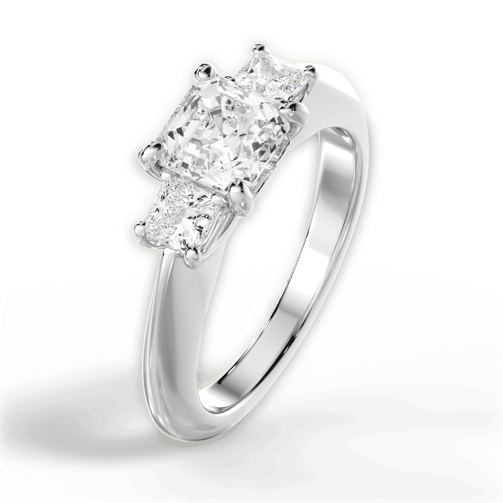 14kt White Gold/18kt White Gold/Platinum/asscher/side