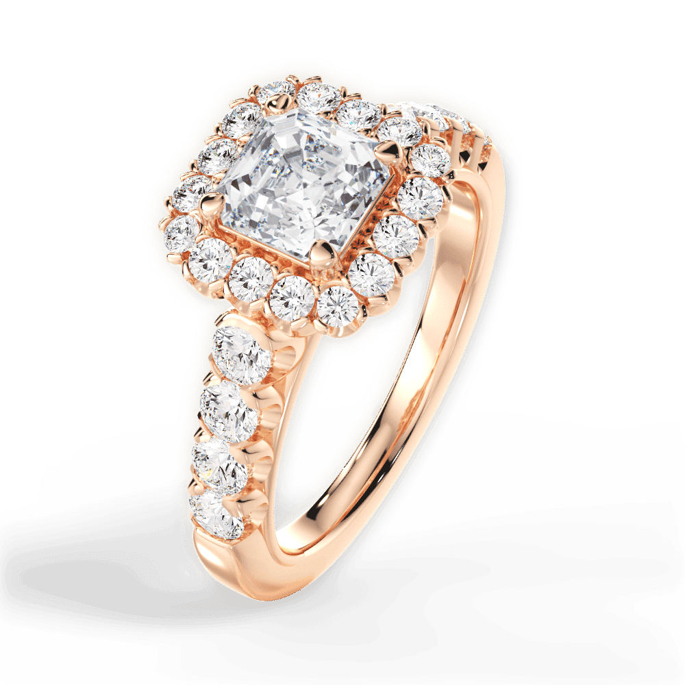 14kt Rose Gold/18kt Rose Gold/asscher/side