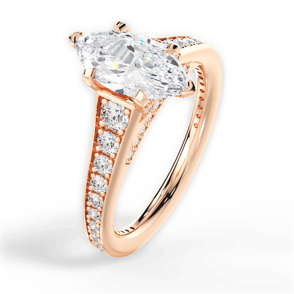 14kt Rose Gold/18kt Rose Gold/marquise/side
