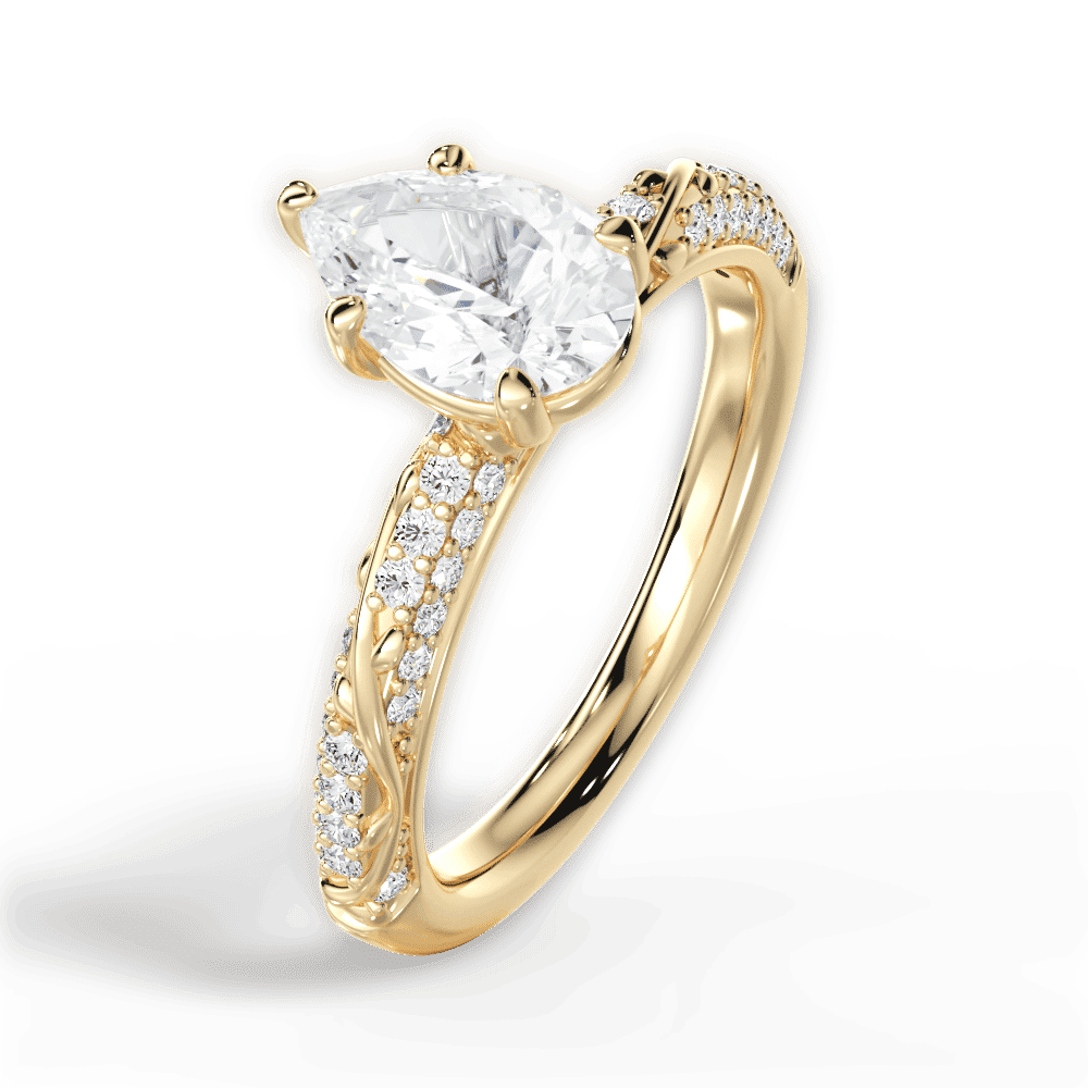 14kt Yellow Gold/18kt Yellow Gold/pear/side