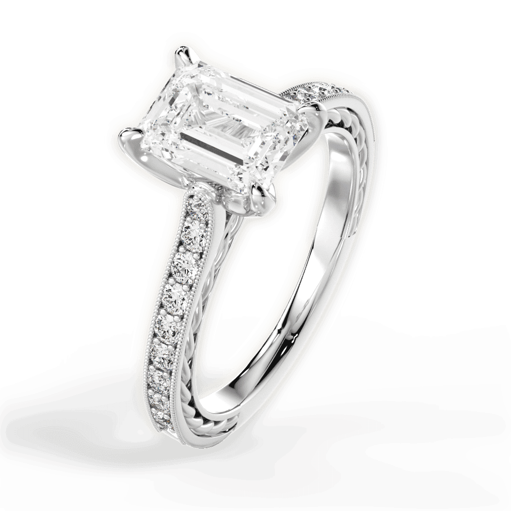 14kt White Gold/18kt White Gold/Platinum/emerald/side