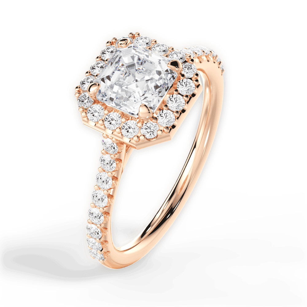 14kt Rose Gold/18kt Rose Gold/asscher/side
