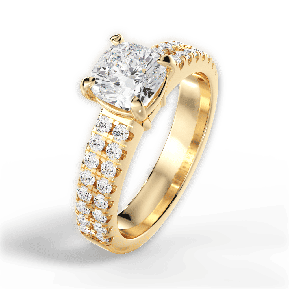 14kt Yellow Gold/18kt Yellow Gold/cushion/side