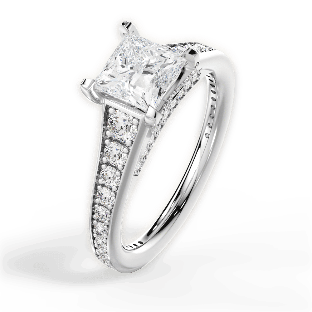 14kt White Gold/18kt White Gold/Platinum/princess/side