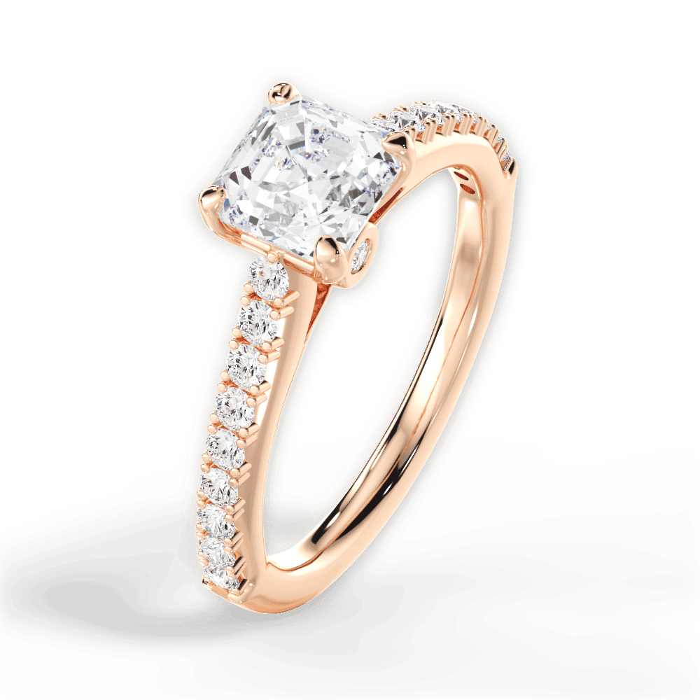 14kt Rose Gold/18kt Rose Gold/asscher/side