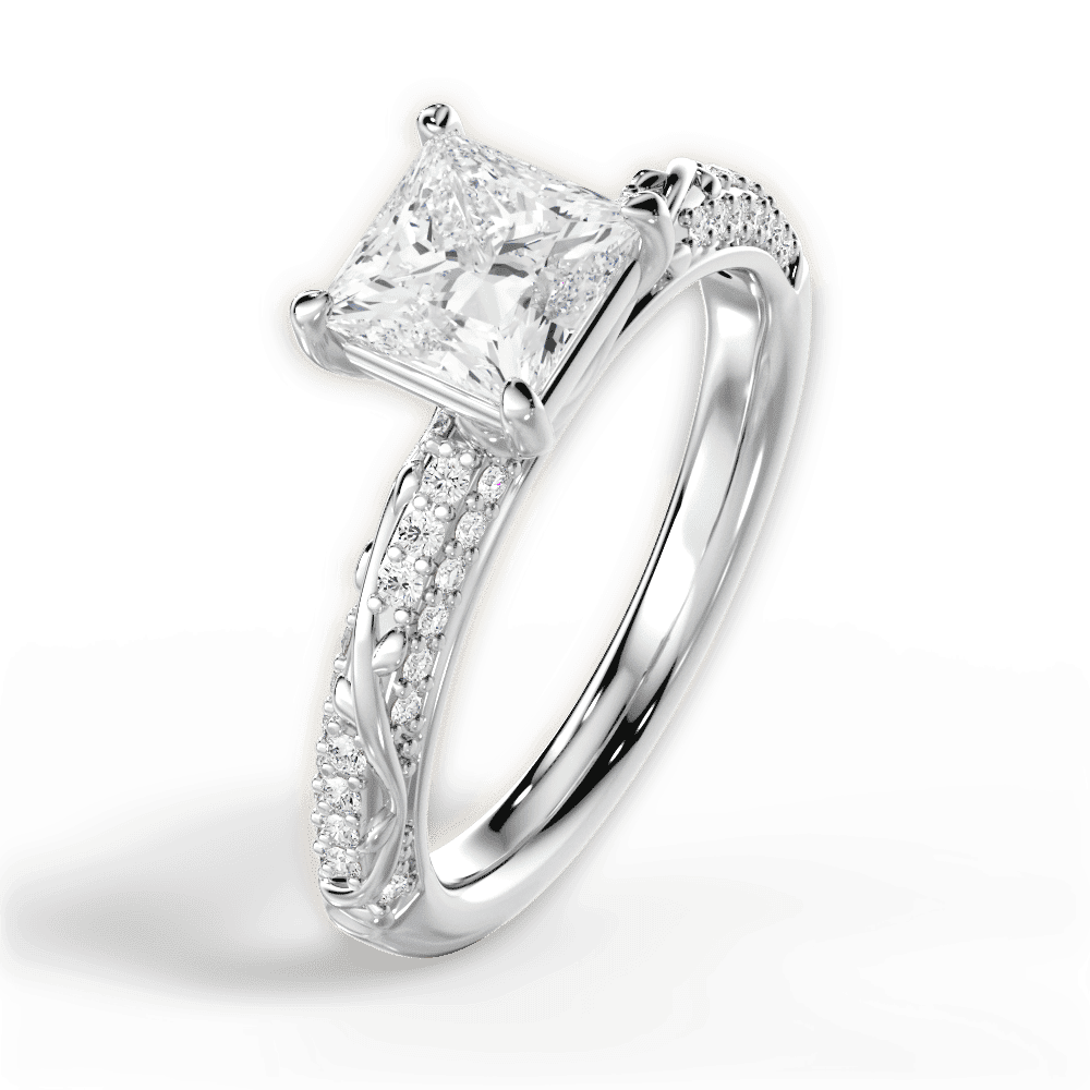 14kt White Gold/18kt White Gold/Platinum/princess/side