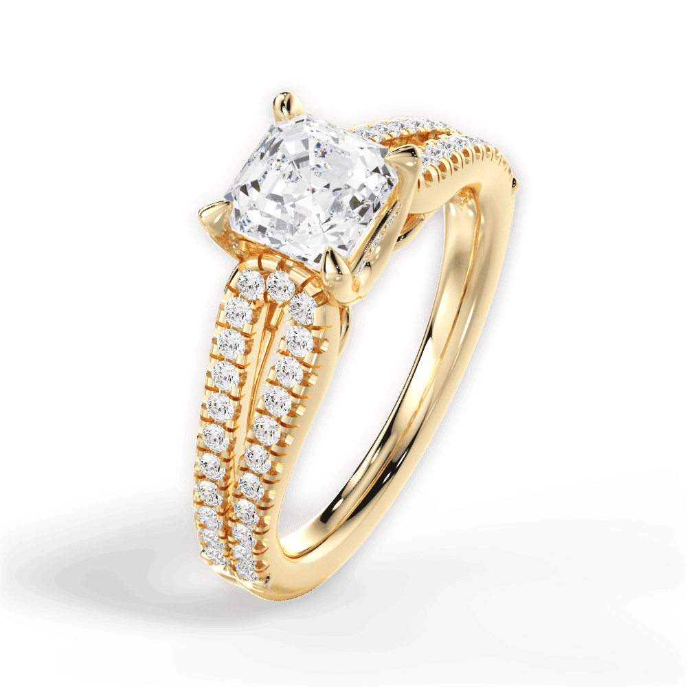 14kt Yellow Gold/18kt Yellow Gold/asscher/side