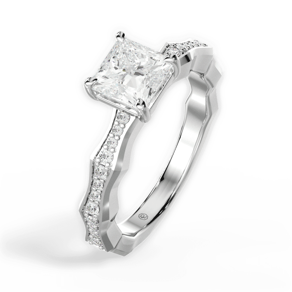 14kt White Gold/18kt White Gold/Platinum/princess/side