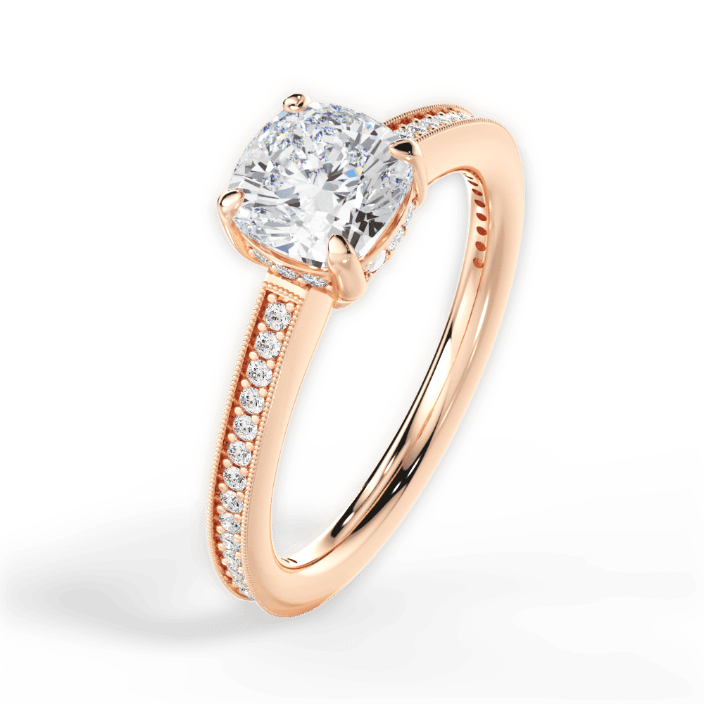 14kt Rose Gold/18kt Rose Gold/cushion/side