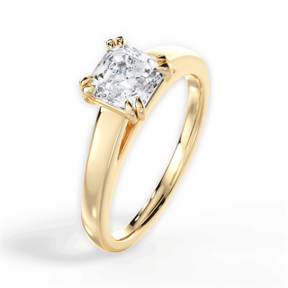 14kt Yellow Gold/18kt Yellow Gold/asscher/side