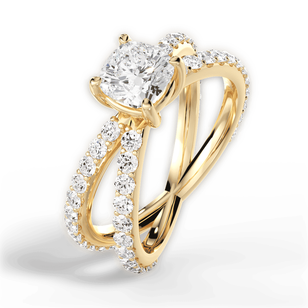 14kt Yellow Gold/18kt Yellow Gold/cushion/side