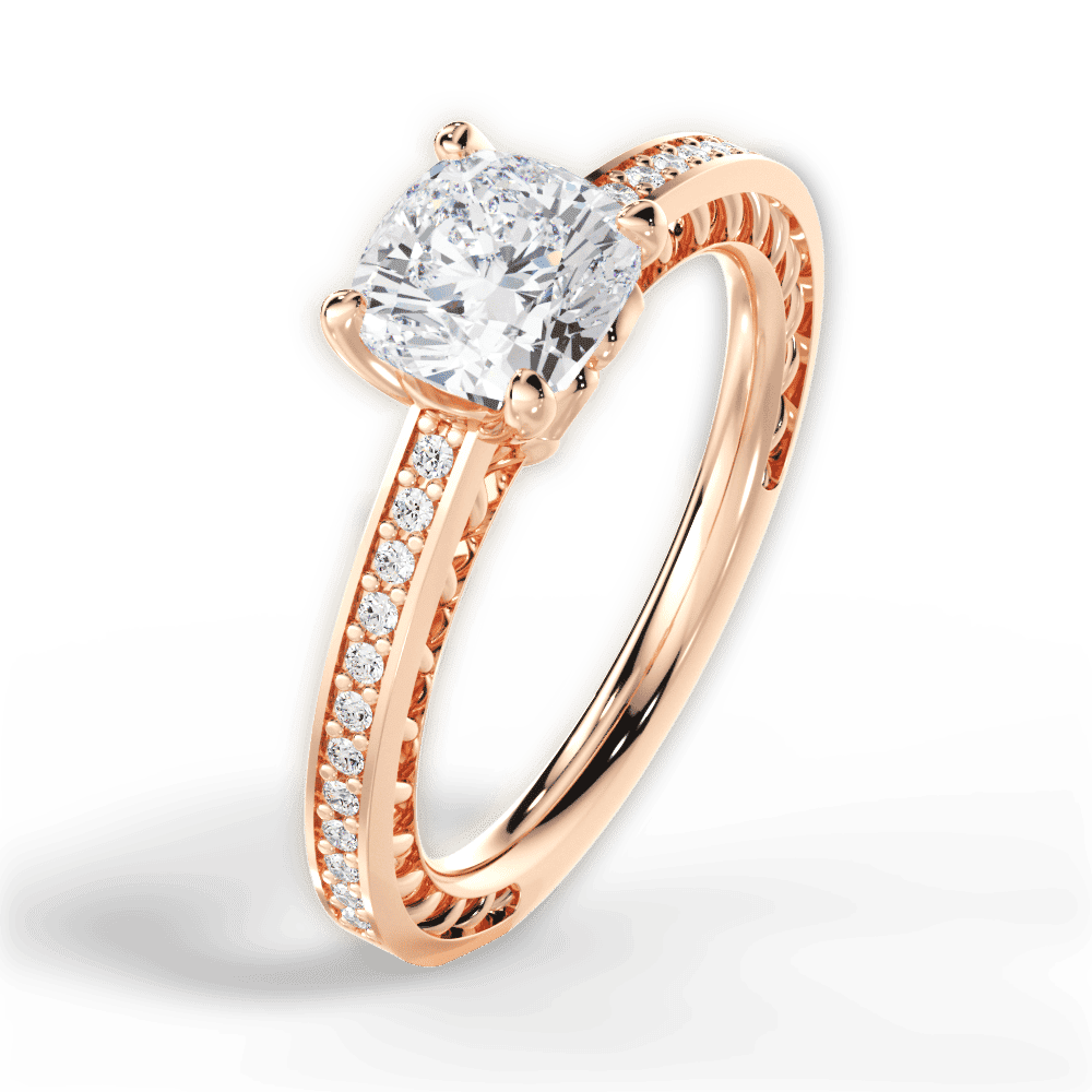 14kt Rose Gold/18kt Rose Gold/cushion/side