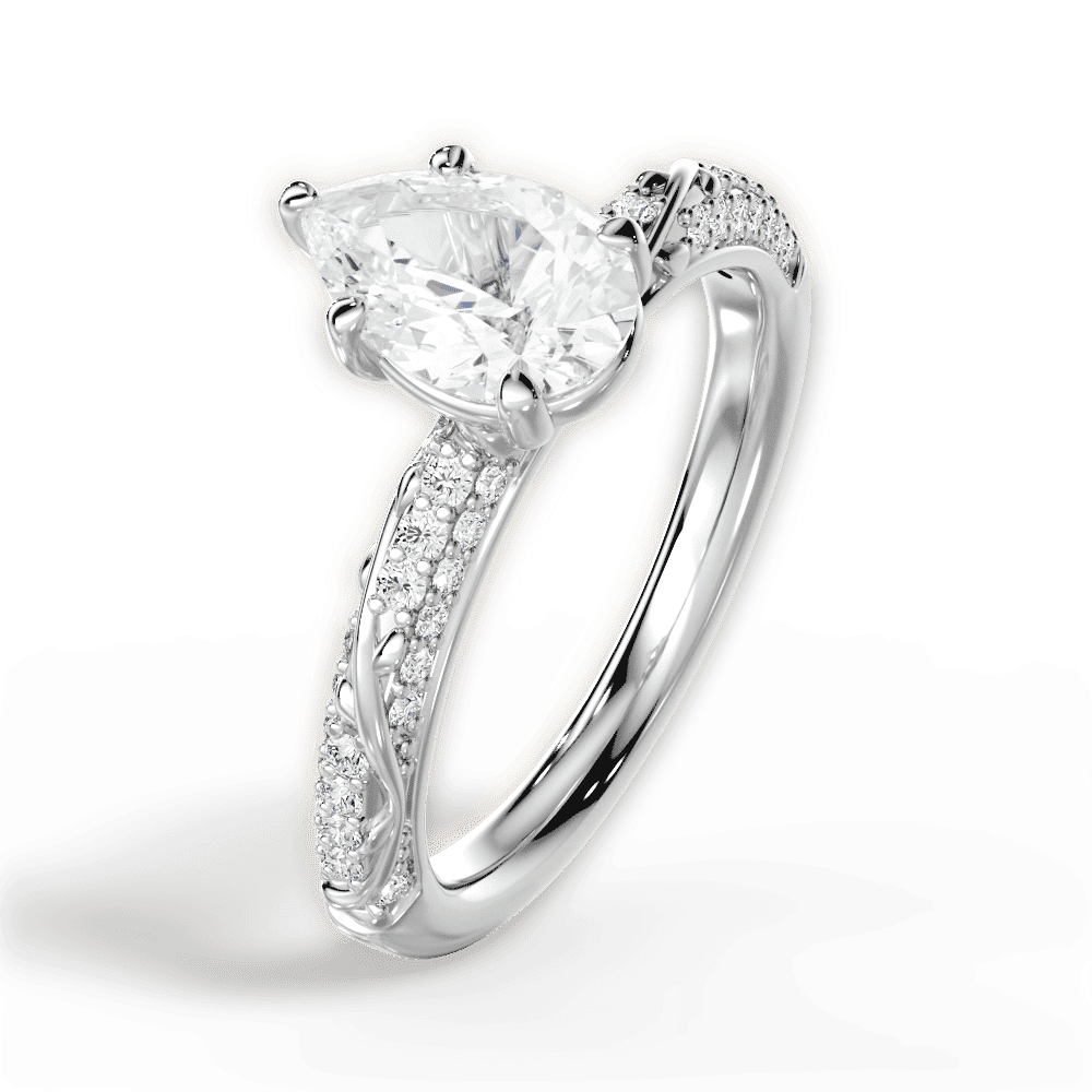 14kt White Gold/18kt White Gold/Platinum/pear/side