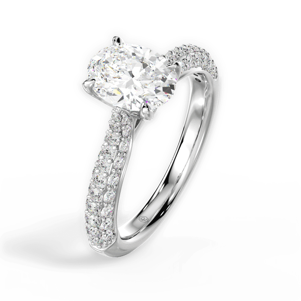 14kt White Gold/18kt White Gold/Platinum/oval/side