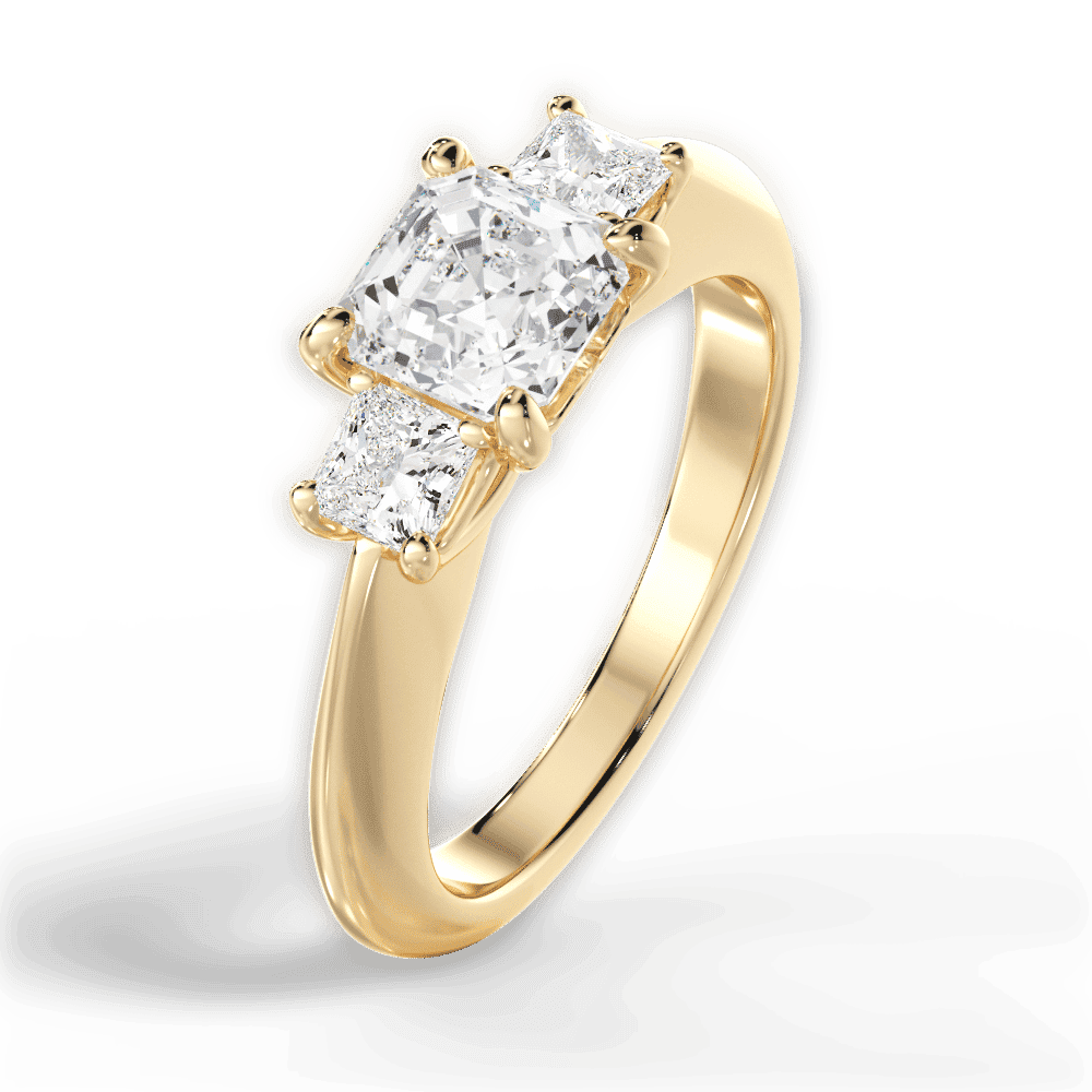 14kt Yellow Gold/18kt Yellow Gold/asscher/side