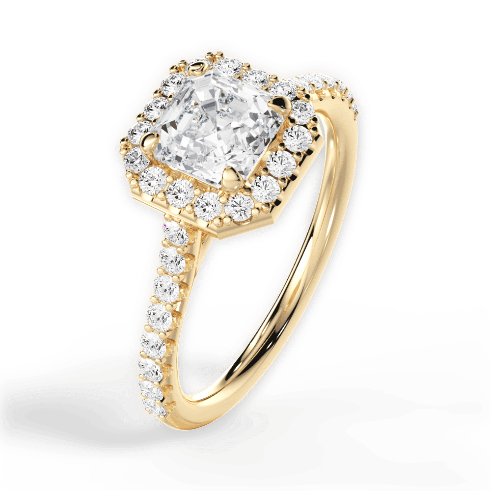 14kt Yellow Gold/18kt Yellow Gold/asscher/side