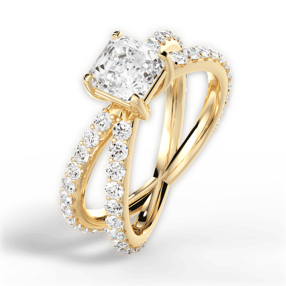14kt Yellow Gold/18kt Yellow Gold/asscher/side