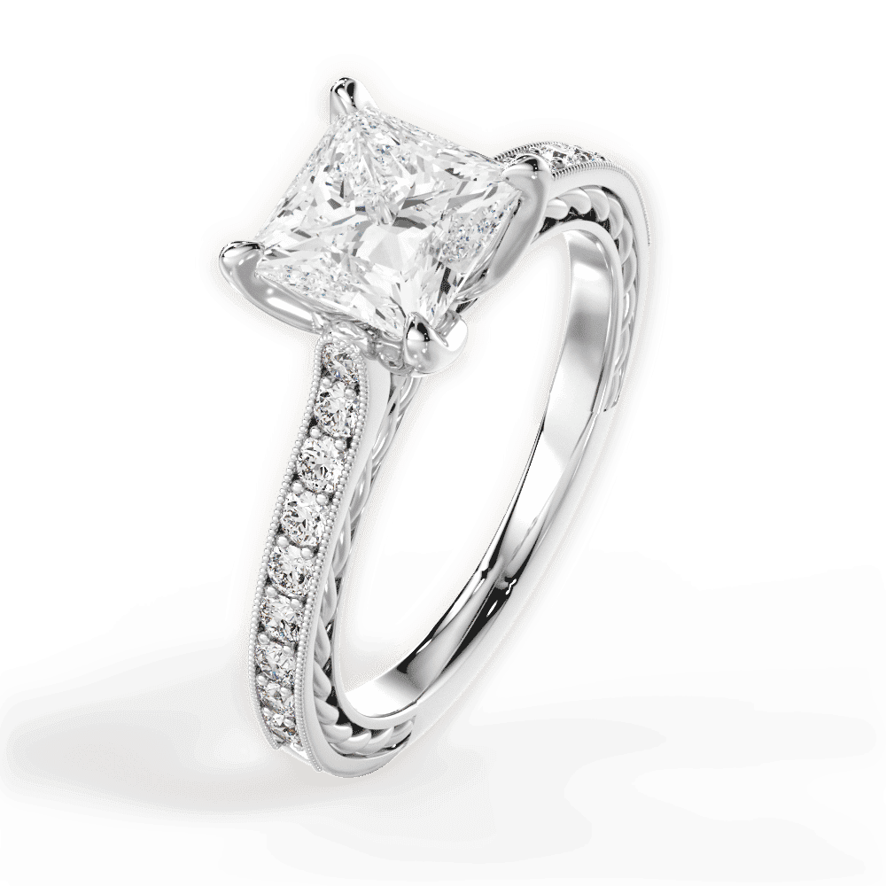 14kt White Gold/18kt White Gold/Platinum/princess/side