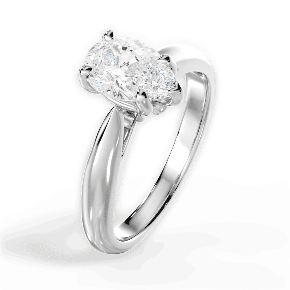 14kt White Gold/18kt White Gold/Platinum/pear/side