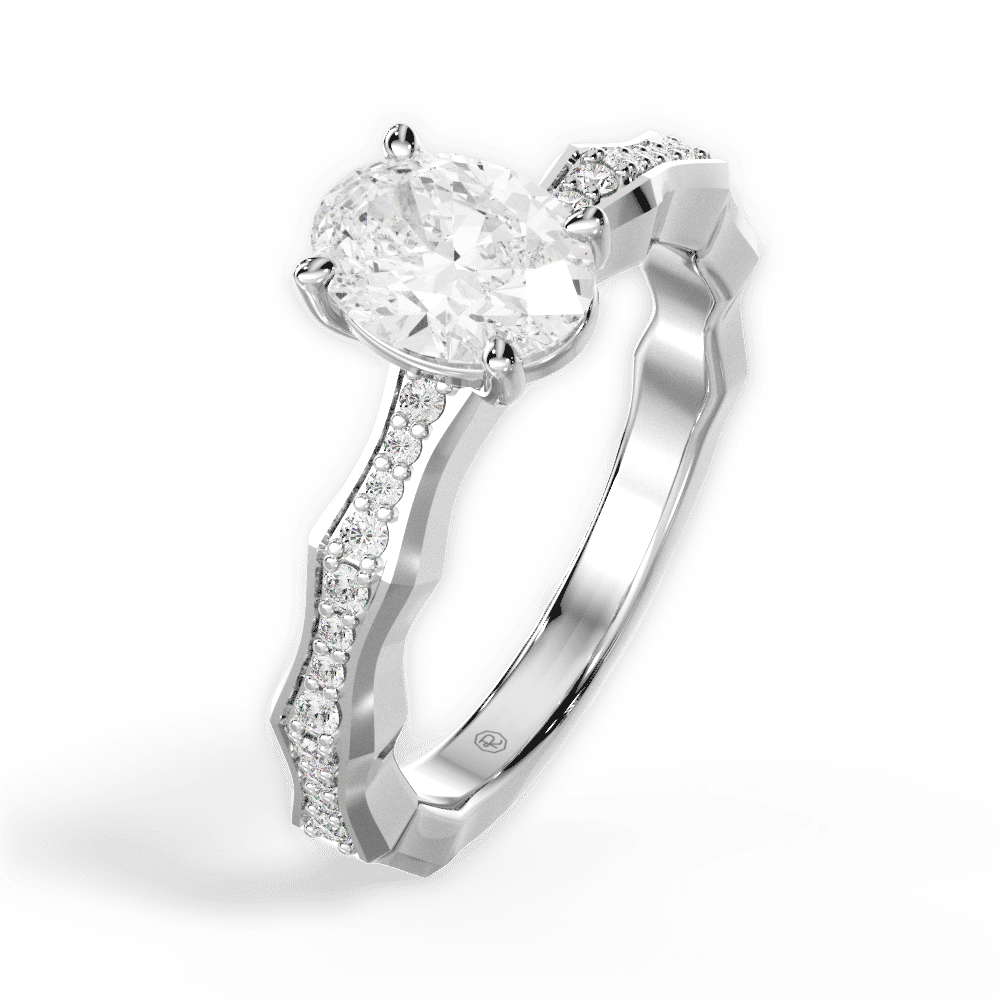 14kt White Gold/18kt White Gold/Platinum/oval/side