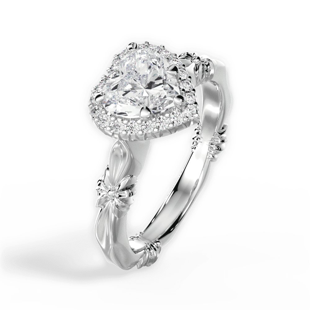 14kt White Gold/18kt White Gold/Platinum/heart/side