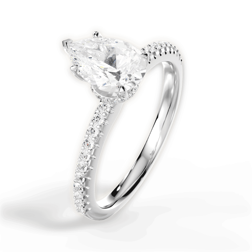 14kt White Gold/18kt White Gold/Platinum/pear/side