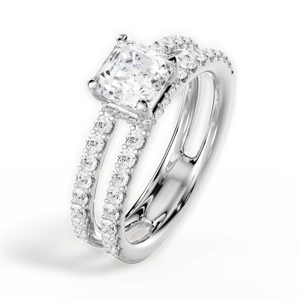 14kt White Gold/18kt White Gold/Platinum/asscher/side