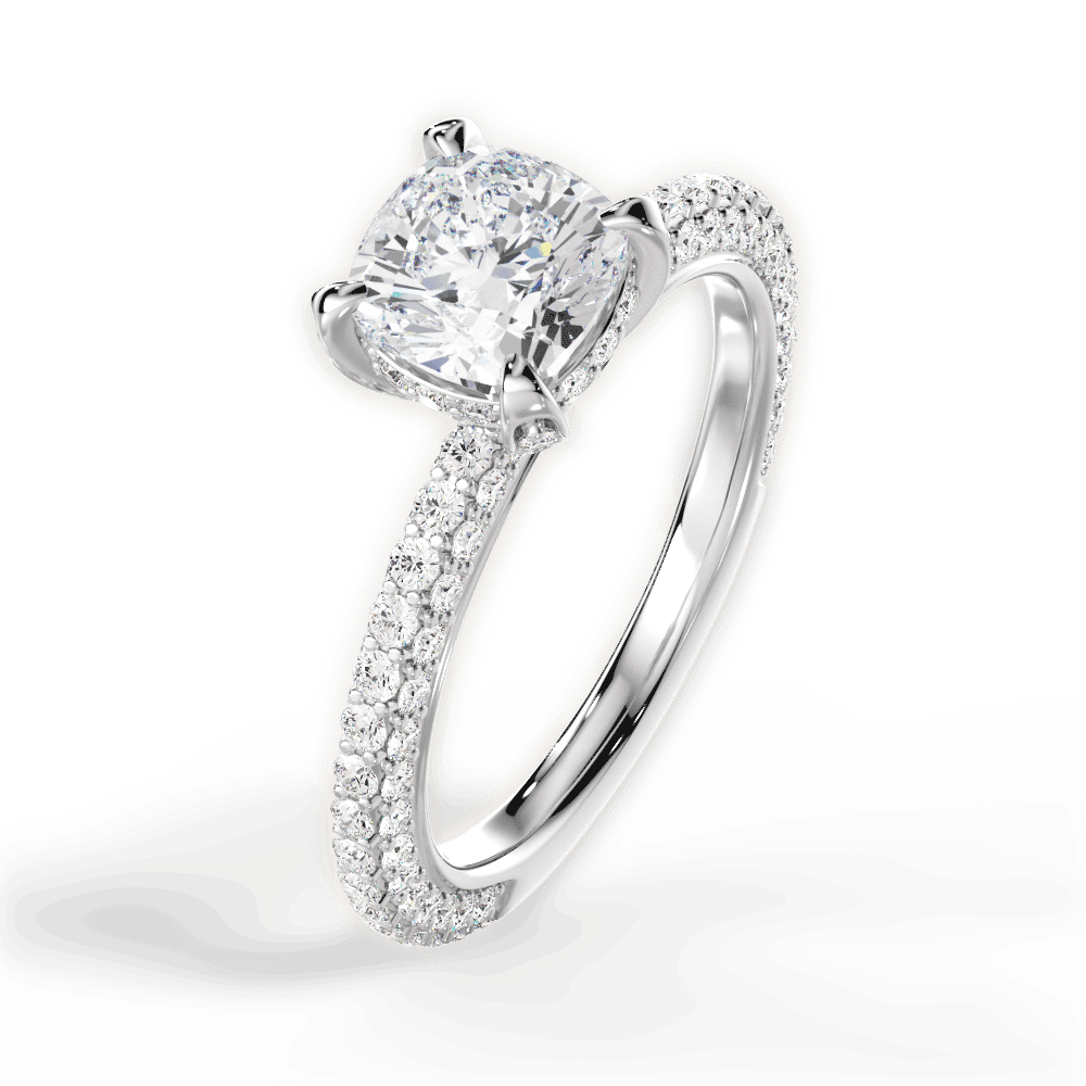 14kt White Gold/18kt White Gold/Platinum/cushion/side