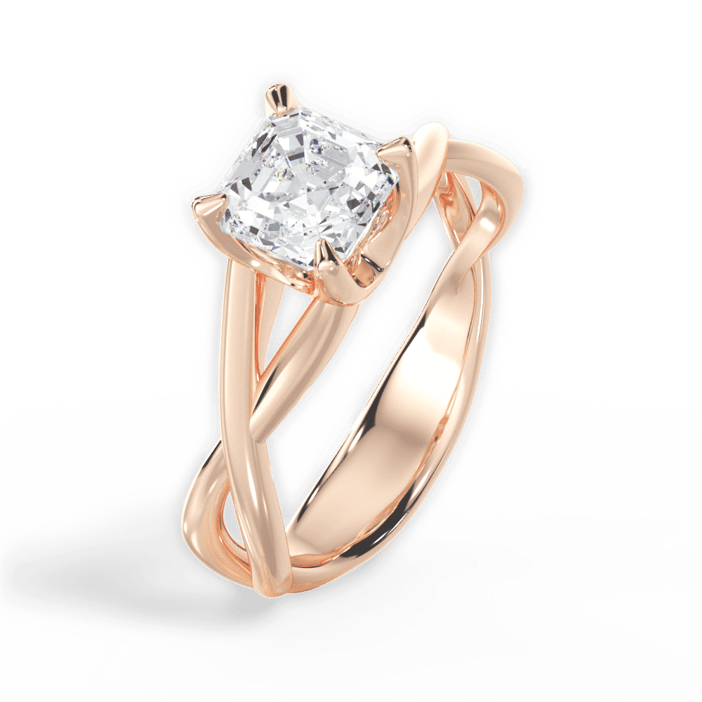 14kt Rose Gold/18kt Rose Gold/asscher/side