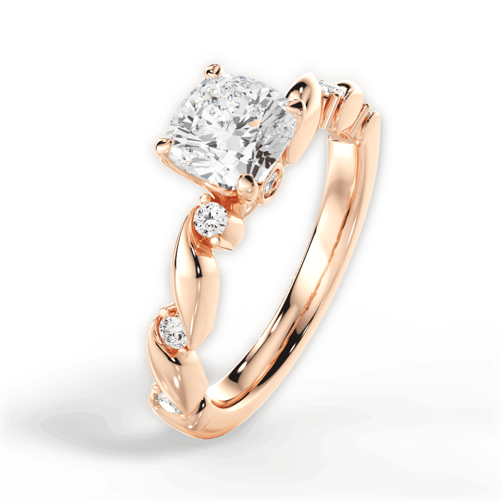 14kt Rose Gold/18kt Rose Gold/cushion/side