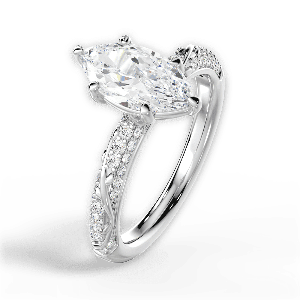 14kt White Gold/18kt White Gold/Platinum/marquise/side