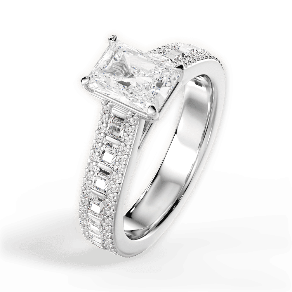 14kt White Gold/18kt White Gold/Platinum/radiant/side