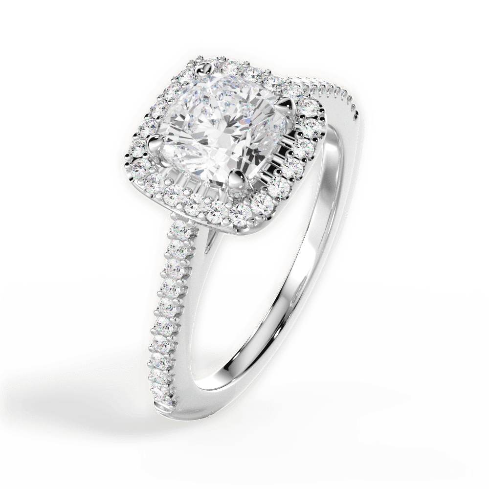 14kt White Gold/18kt White Gold/Platinum/cushion/side