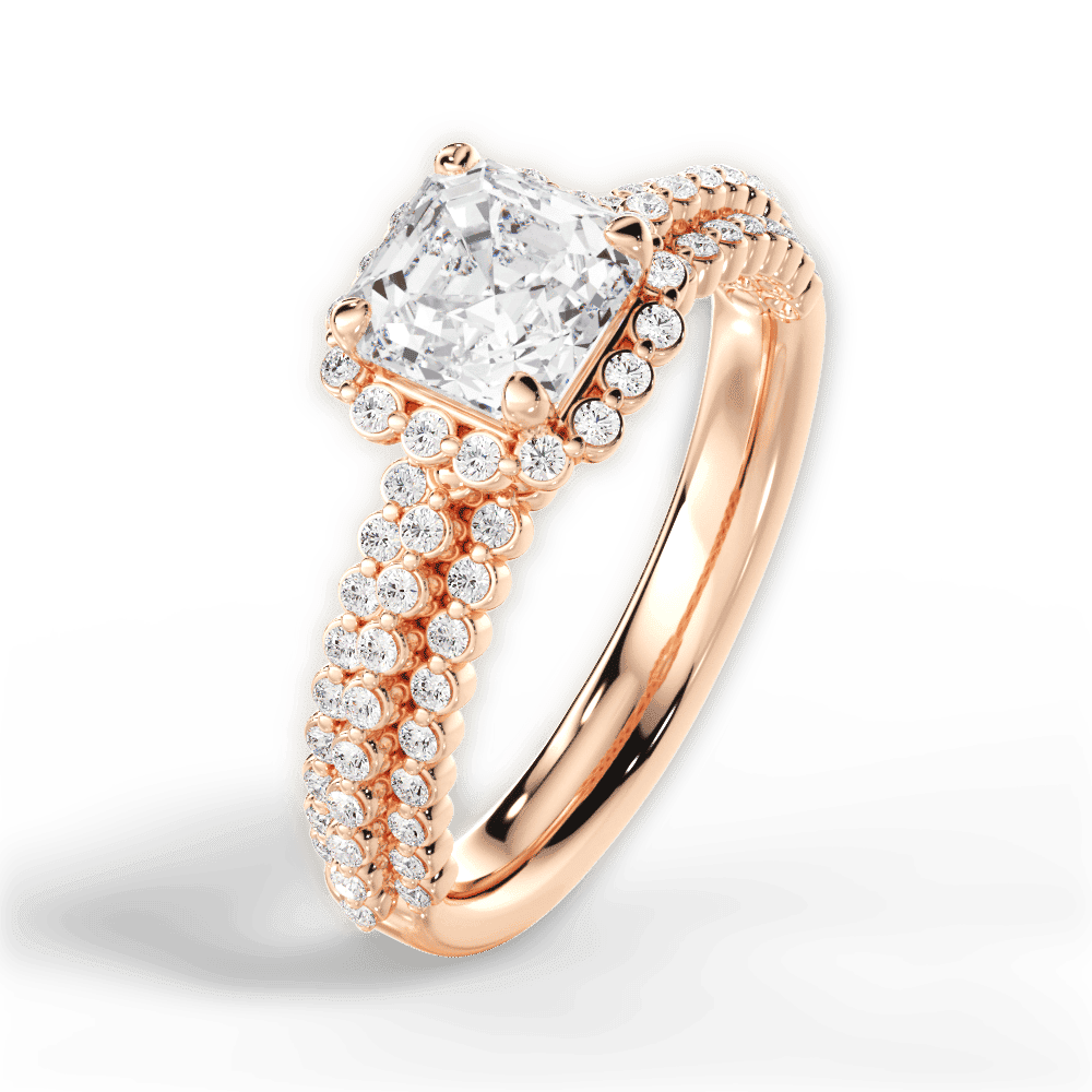 14kt Rose Gold/18kt Rose Gold/asscher/side