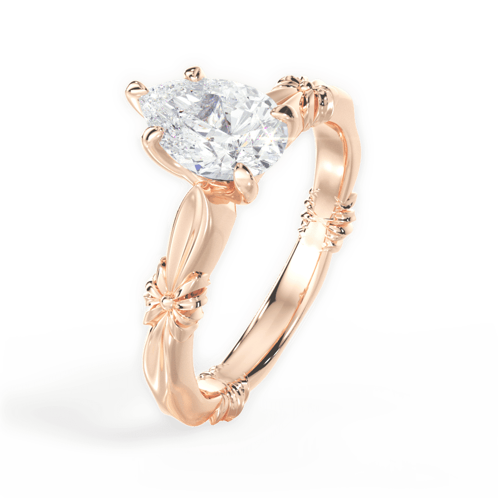 14kt Rose Gold/18kt Rose Gold/pear/side