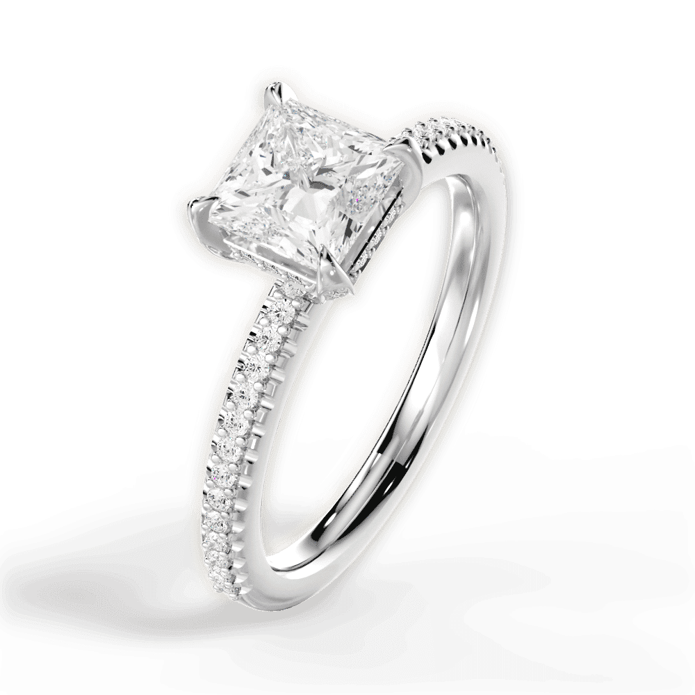 14kt White Gold/18kt White Gold/Platinum/princess/side